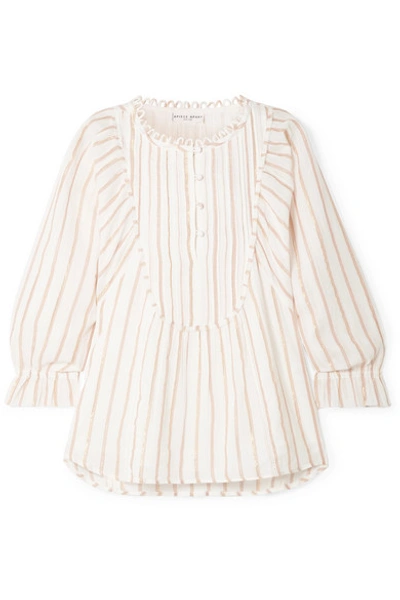 Apiece Apart Cala Striped Cotton And Lurex-blend Voile Top In Ivory