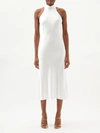 Galvan Pandora Satin Halterneck Midi Dress In White