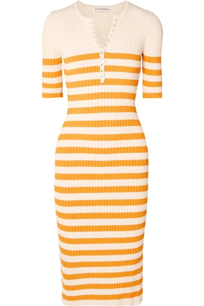 Altuzarra Sunday Striped Ribbed Stretch-knit Midi Dress In Yellow