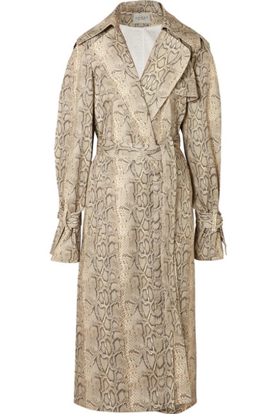 A.w.a.k.e. Dana Snake-print Cotton-blend Trench Coat In Snake Print