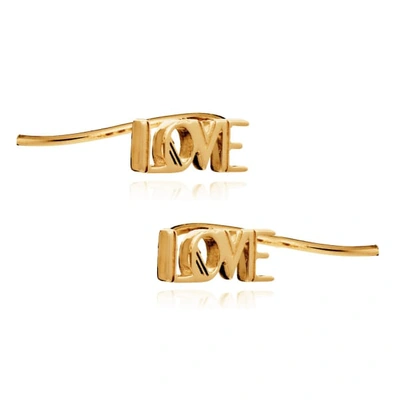 Rachel Jackson London Art Deco Love Crawler Earrings Gold