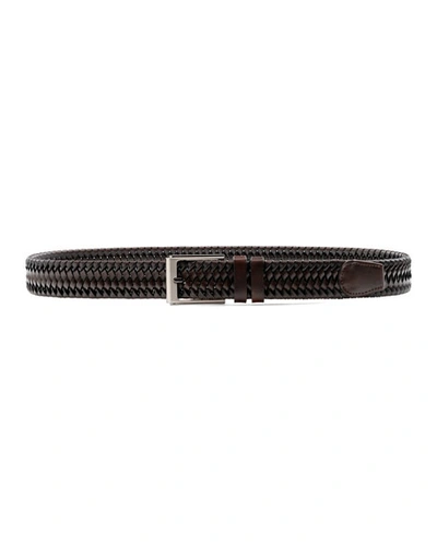 Magnanni Men's Cortes Woven Belt In Mid-brown