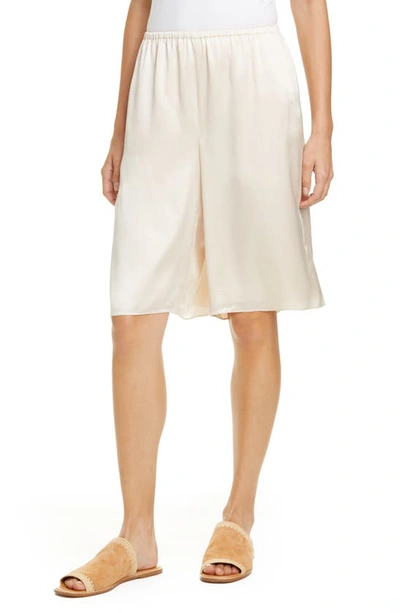 Vince Pull-on Silk Satin Shorts In Pale Alder