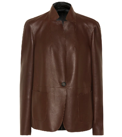 Brunello Cucinelli Reversible Leather Blazer In Brown