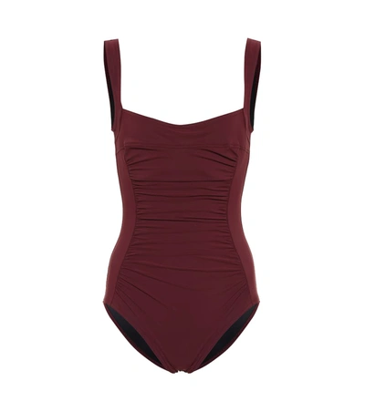 Karla Colletto Basics Ruched Swimsuit In Brown