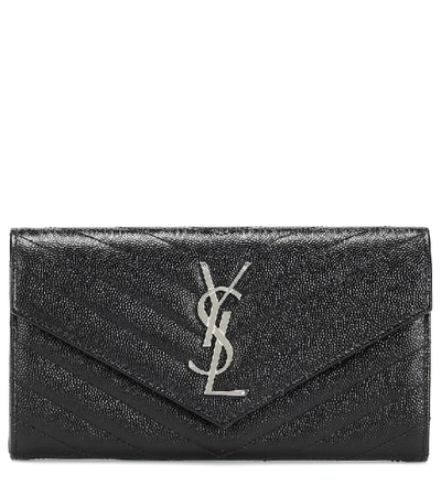 Saint Laurent Monogram Large Leather Wallet In Black