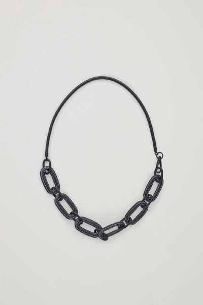 Cos Leather Loop Necklace In Black