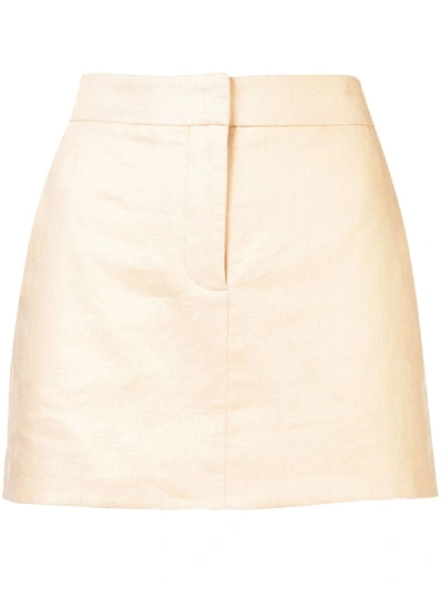 Tibi Linen Mini Skirt In Pink