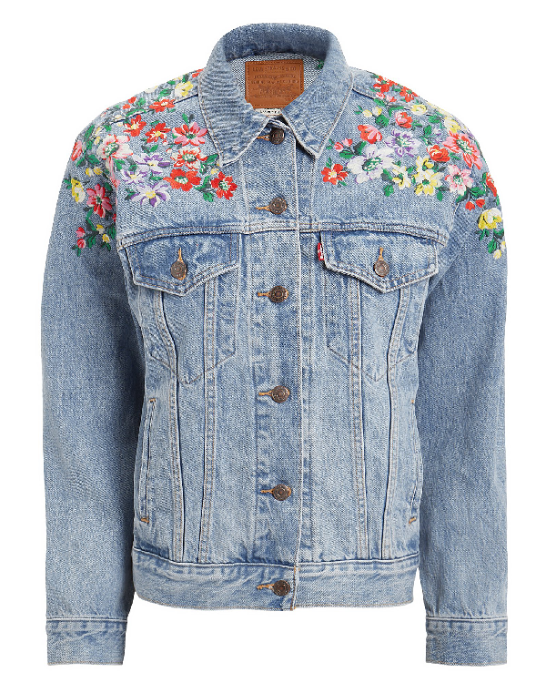 levi's ex boyfriend trucker jacket embroidered