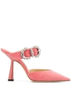 Jimmy Choo Smokey 100 Candyfloss Suede Pumps With Jewelled Buckle