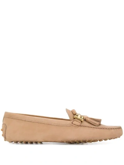 Tod's Gommino Tassel Driving Shoes In Neutrals