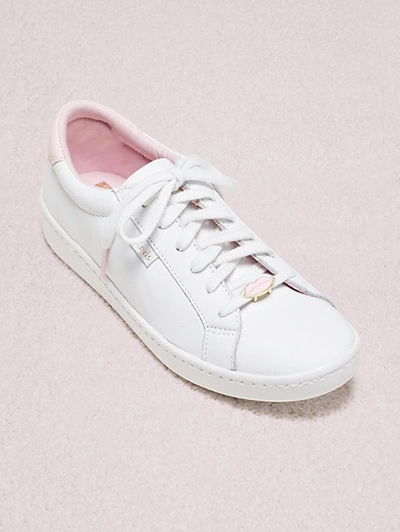 Kate Spade Keds X  New York Ace Lips Hearts Sneakers In White/pink