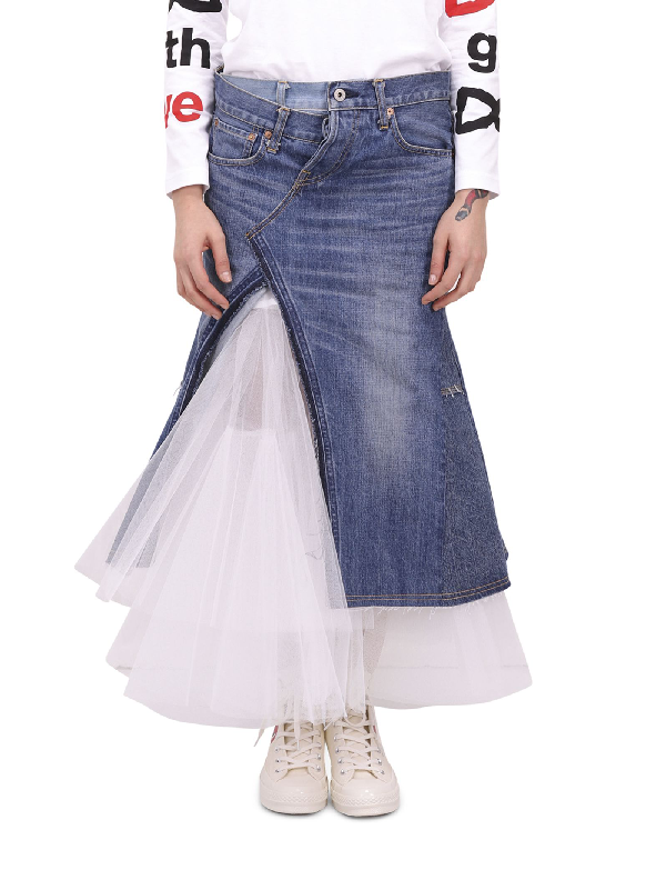 tulle jean skirt