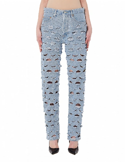 Vetements Blue Cut Out Jeans In White