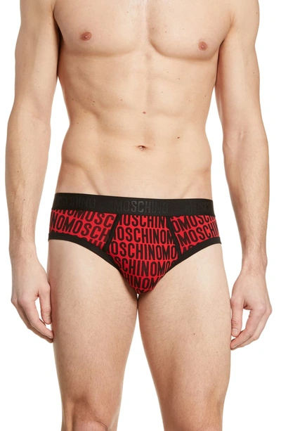 Moschino Logo Briefs In Red