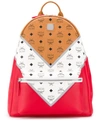Mcm Logo Visetos Colorblock Backpack - Brown In Cognac & Ruby Red