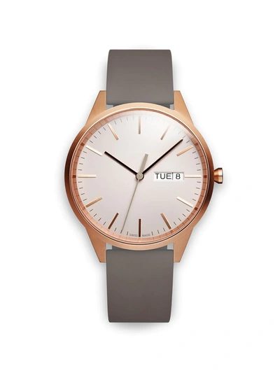 Uniform Wares Mens C40 Day Date Watch Rose Gold In Grey