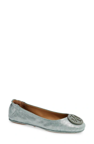 Tory Burch Women's Minnie Travel Ballet Flats In Metallic Garden Sage