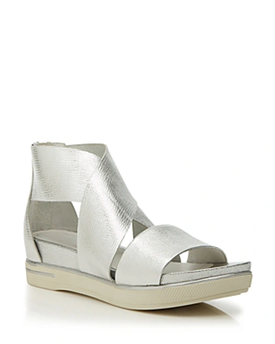 Eileen Fisher Women's Sport Crisscross Wedge Platform Sandals In Silver