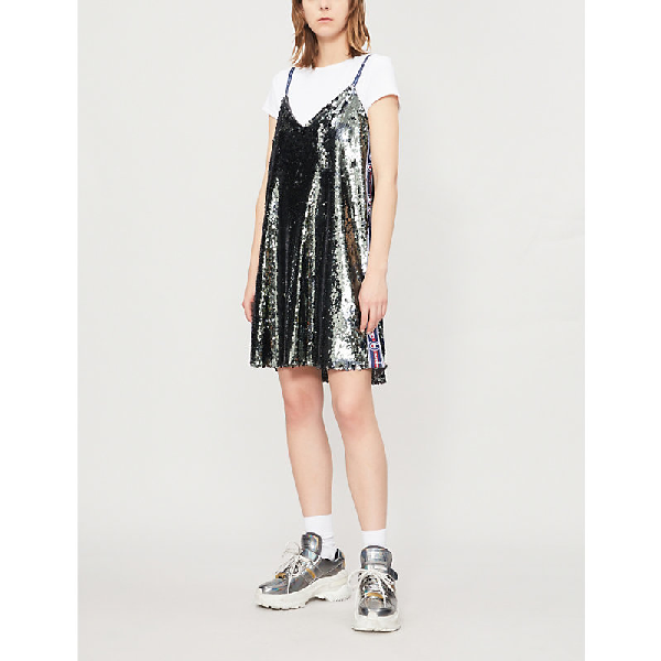 Champion Logo Tape Sequin Embellished Dress In Eft Modesens