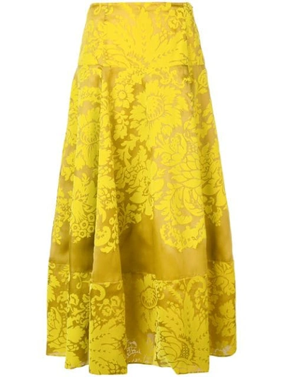 Rosie Assoulin Floral Print Midi Skirt In Yellow