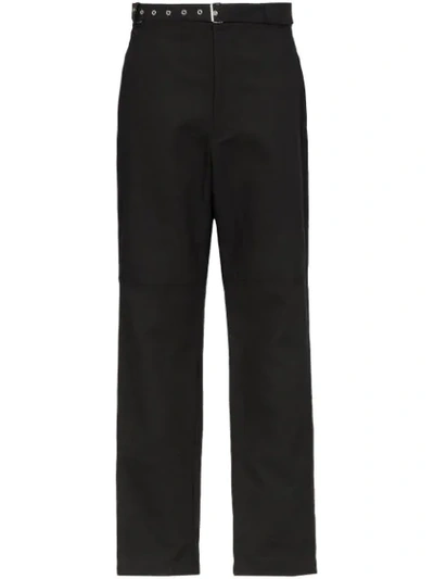 Ambush Belted Cotton Straight-leg Pants In Black