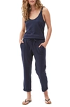 Michael Stars Cropped Drawstring Jumpsuit In Admiral
