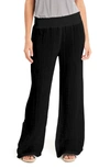 Michael Stars Smocked-waist Wide-leg Pants In Black