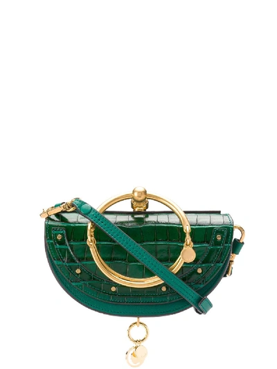 Chloé Chloe Small Nile Embossed Minaudiere In Woodsy Green