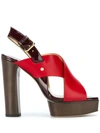 Jimmy Choo Aix/pf 125 Riemchensandaletten Aus Vachette- Und Lackleder In Rot Mix In Red