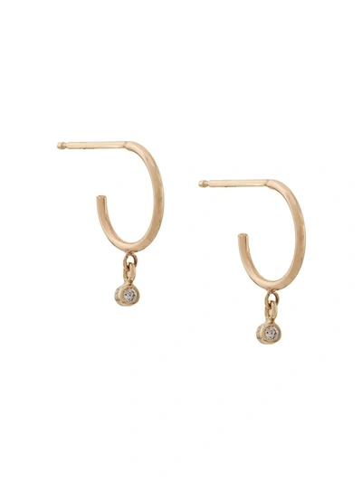 Zoë Chicco 14kt Yellow Gold Drop Diamond Bezel Set Huggie Earrings