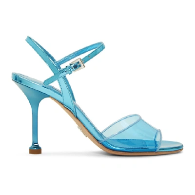 Prada Blue Pvc Heeled Sandals