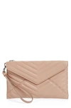 Rebecca Minkoff Leo Quilted Leather Clutch In Doe