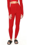 Adam Selman Rib Knit Leggings In Lipstick