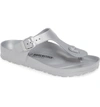 Birkenstock Toe Strap Sandals In Metallic Silver