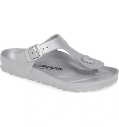 Birkenstock Toe Strap Sandals In Metallic Silver