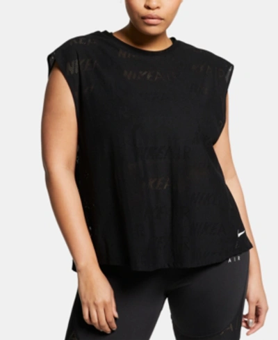 Nike Plus Size Air Logo-print T-shirt In Black