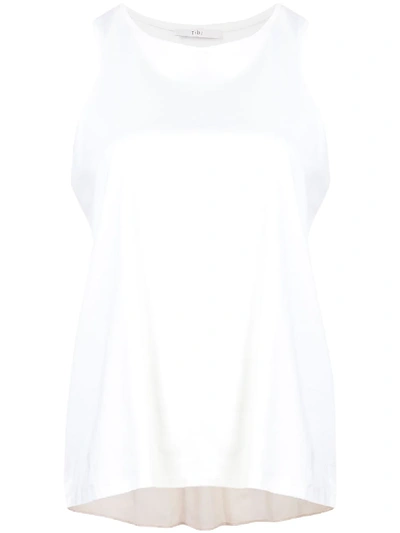 Tibi Mercerized Knit Shirred-back Tank In White