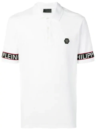 Philipp Plein Logo Cuff Polo Shirt In White