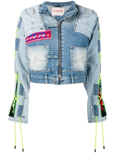 Iceberg Patchwork Denim Jacket - Blue