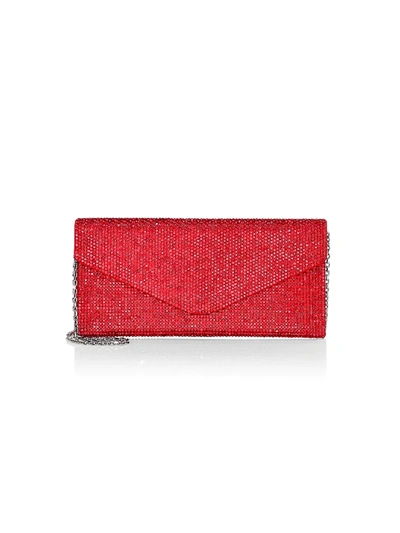 Judith Leiber Envelope Red Crystal Chain Clutch