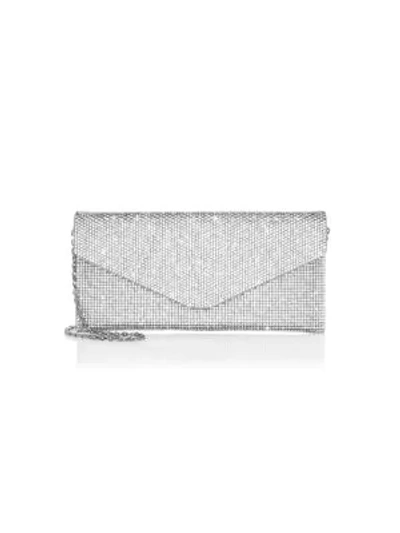 Judith Leiber Envelope Beaded Clutch Bag In Silver