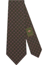 Gucci Gg And Rhombus Motif Silk Tie In Green