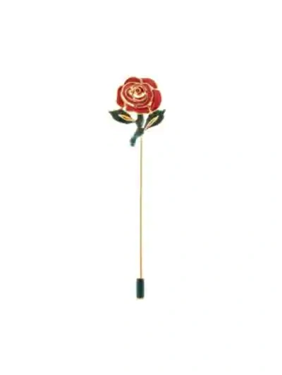 Oscar De La Renta Petite Rose Resin Brooch In Red