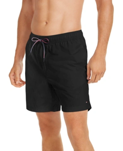 Tommy Hilfiger Big And Tall Men's 9.5" Tommy Swim Trunks In Deep Black