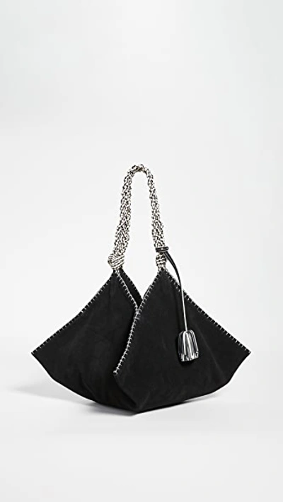 Ulla Johnson Behati Origami Large Leather Shoulder Bag In Noir