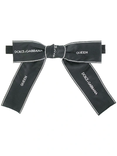 Dolce & Gabbana Queen Ribbon Tie In Black
