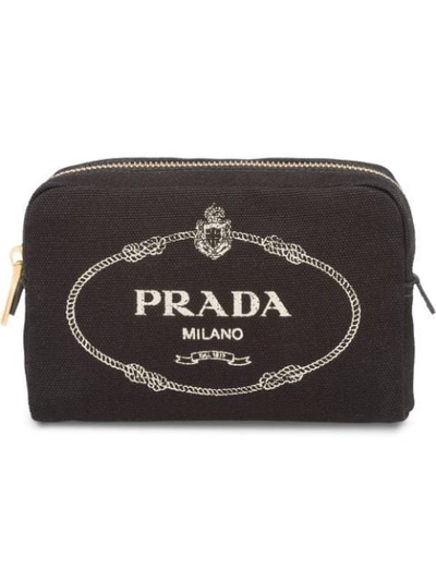 Prada Fabric Cosmetic Pouch In Black