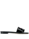 Prada Patent Slides With Cut-out Triangle In Black,red