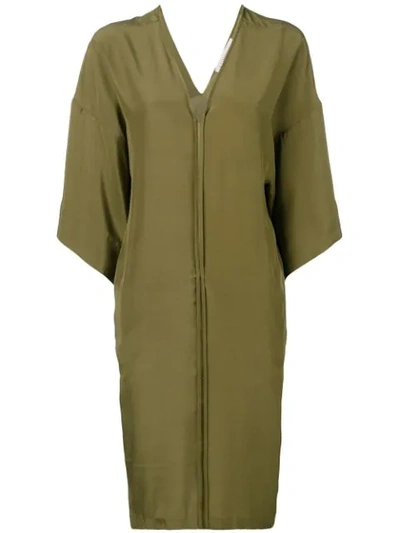 A.f.vandevorst Oversized Silk Dress In Green